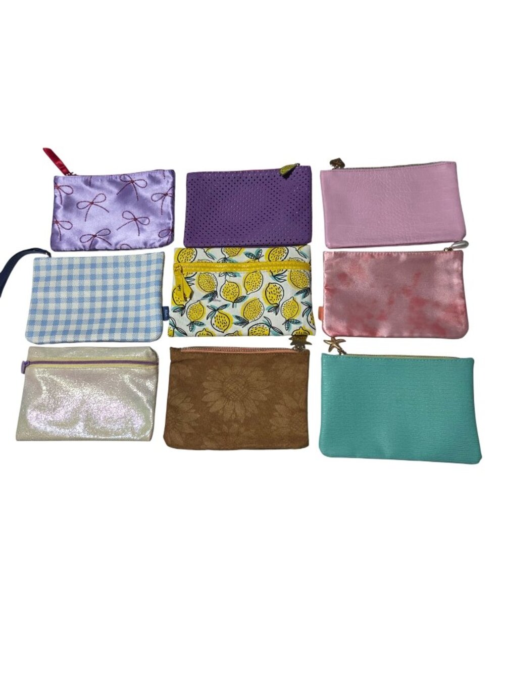 Ipsy Glam Bags Cosmetics Makeup Assorted Lot of 9 Travel Clutch 2 Drawstring